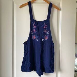 LAST CHANCE Floral Embroidered Navy Blue Women's Romper